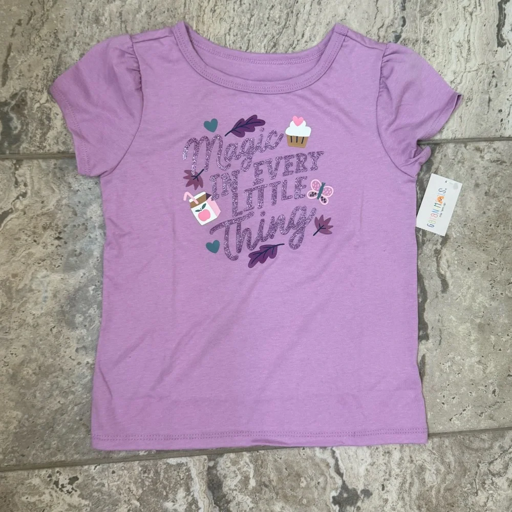 NWT Size 5T Garanimals Purple Puff Sleeve Tee with Fall Magical Print